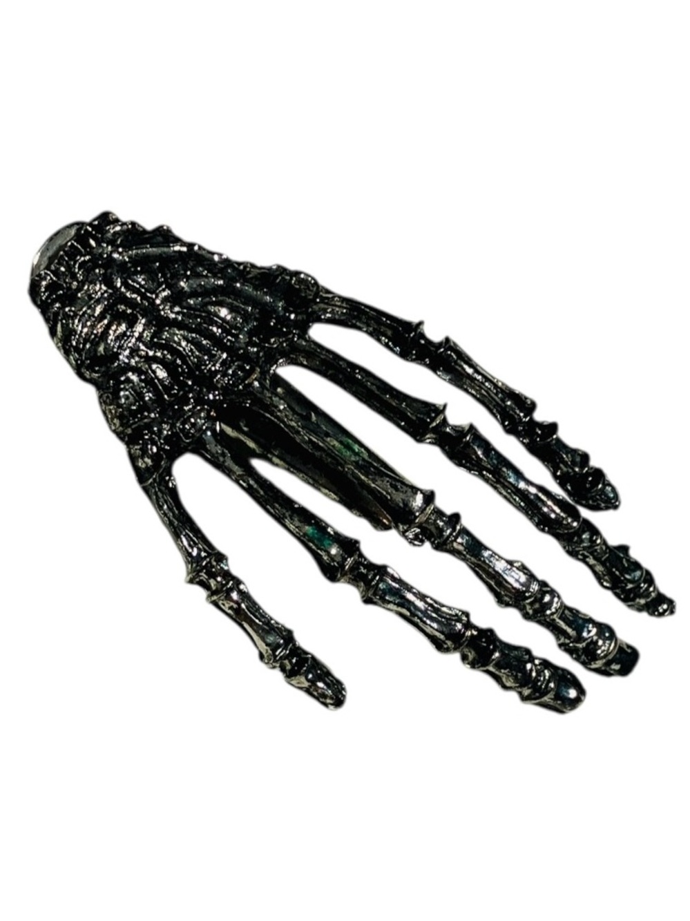 Gothic Skeleton Hand Hair Clip Barrette Antique Silver Pewter Tone Finish